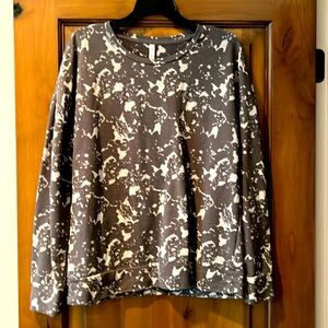 Fabletics, then sweatshirt, dark, gray, and white size large